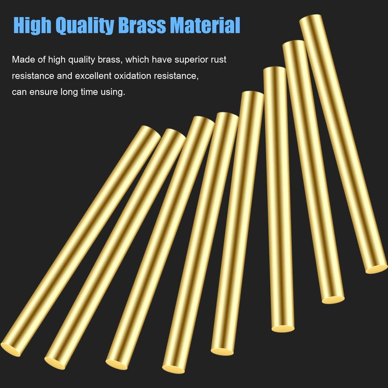 DYWISHKEY 4 Pieces 3/8 Inch Brass Rods, Brass Round Stock Lathe Bar Stock for DIY Craft Making, Handle Pin, Brass Rod 3/8 Inch in Diameter, 3.94 Inches in Length - Image 2